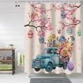 thumbnail image 2 of Easter Eggs Shower Curtain Blue Truck Easter Shower Curtains for Bathroom Butterfly Flower Pink Cherry Blossom Bath Curtains Sets for Spring Easter Bathroom Decor Waterproof Small Stall 36" X 72", 2 of 6