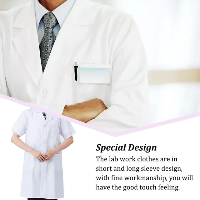 Laboratory Coat Buttons Multi Pocket Short Sleeve Pet Shop School Factory Work Clothes Internship Section Beautician Use Short Sleeve M