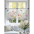 thumbnail image 4 of Wildflowers Sheer Curtains 54 Inch Length 2 Panels Set Window Treatments, Spring Farmhouse Tulip Floral Leaf Wooden Grain Rod Pocket Semi Curtains for Living Room/Bedroom/Kitchen Décor, 104"W x 54"L, 4 of 7