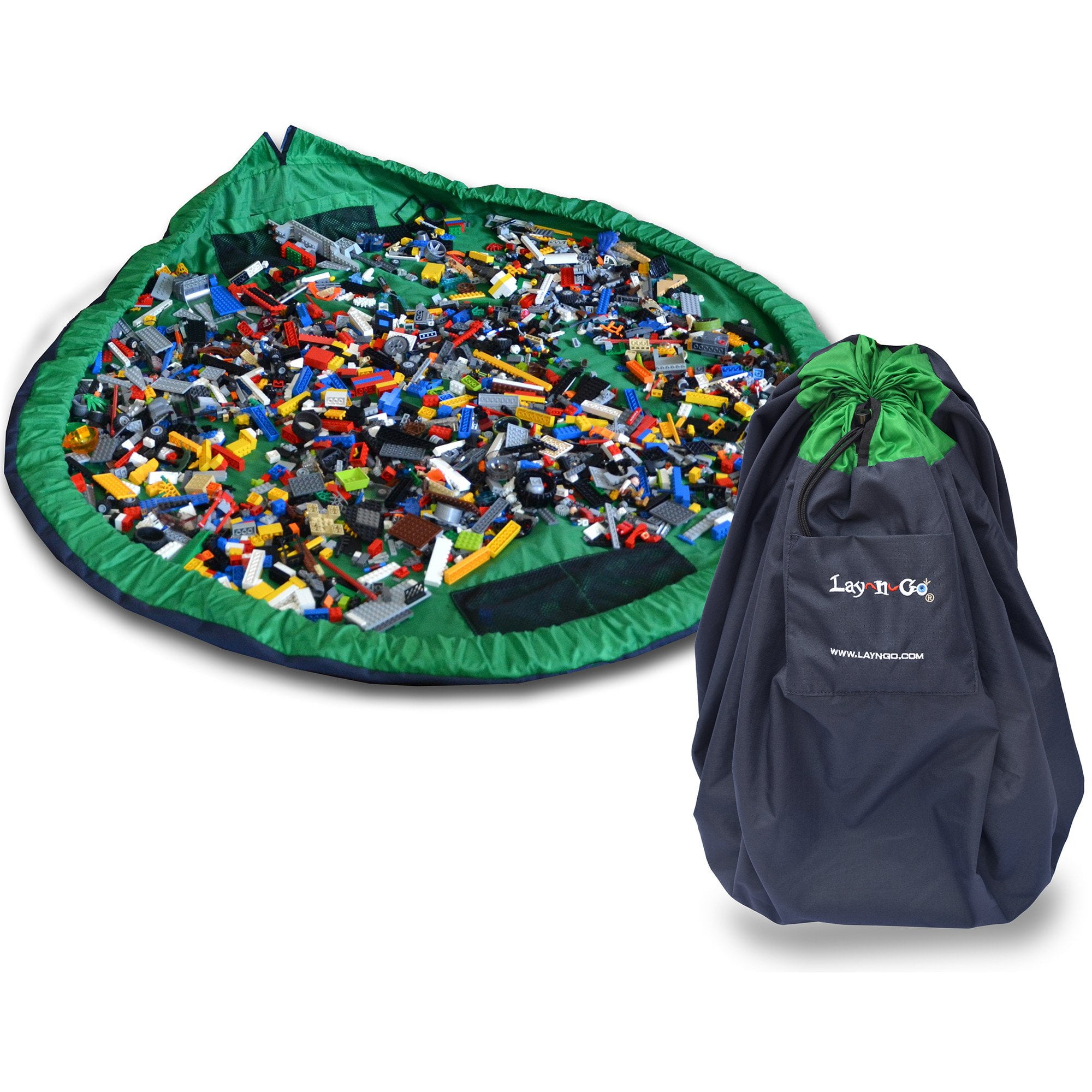 Lay-n-Go LARGE (60") Activity Play Mat, Drawstring Toy Storage Bag Activity Floor Mat Kids, Back to School