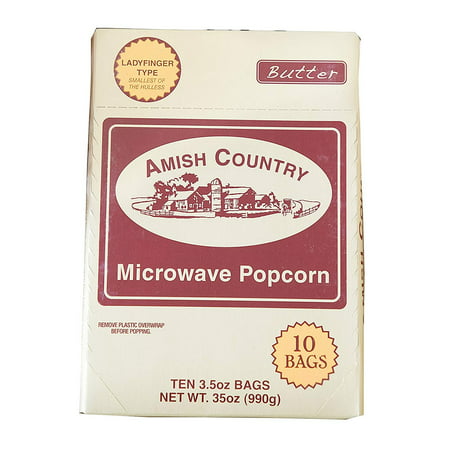 Amish Country Popcorn - 36 Bags of Microwave Ladyfinger Butter Popcorn -Old Fashioned Microwave