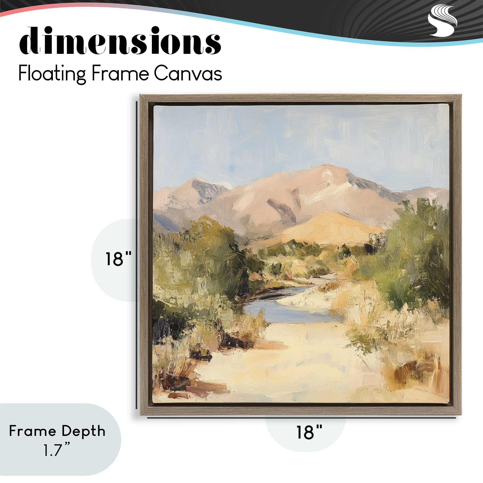 Stupell Industries Beige Desert Mountain Stream Brown Framed Floater Canvas Wall Art, design by Petal Prints Design