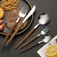 thumbnail image 4 of 20-Piece Gold Stainless Steel Cutlery Set with Faux Wood Handles, Western Tableware Service for 4, Includes Knives, Forks  Spoons, Ideal for Home Kitchen  Restaurant Use, 4 of 12