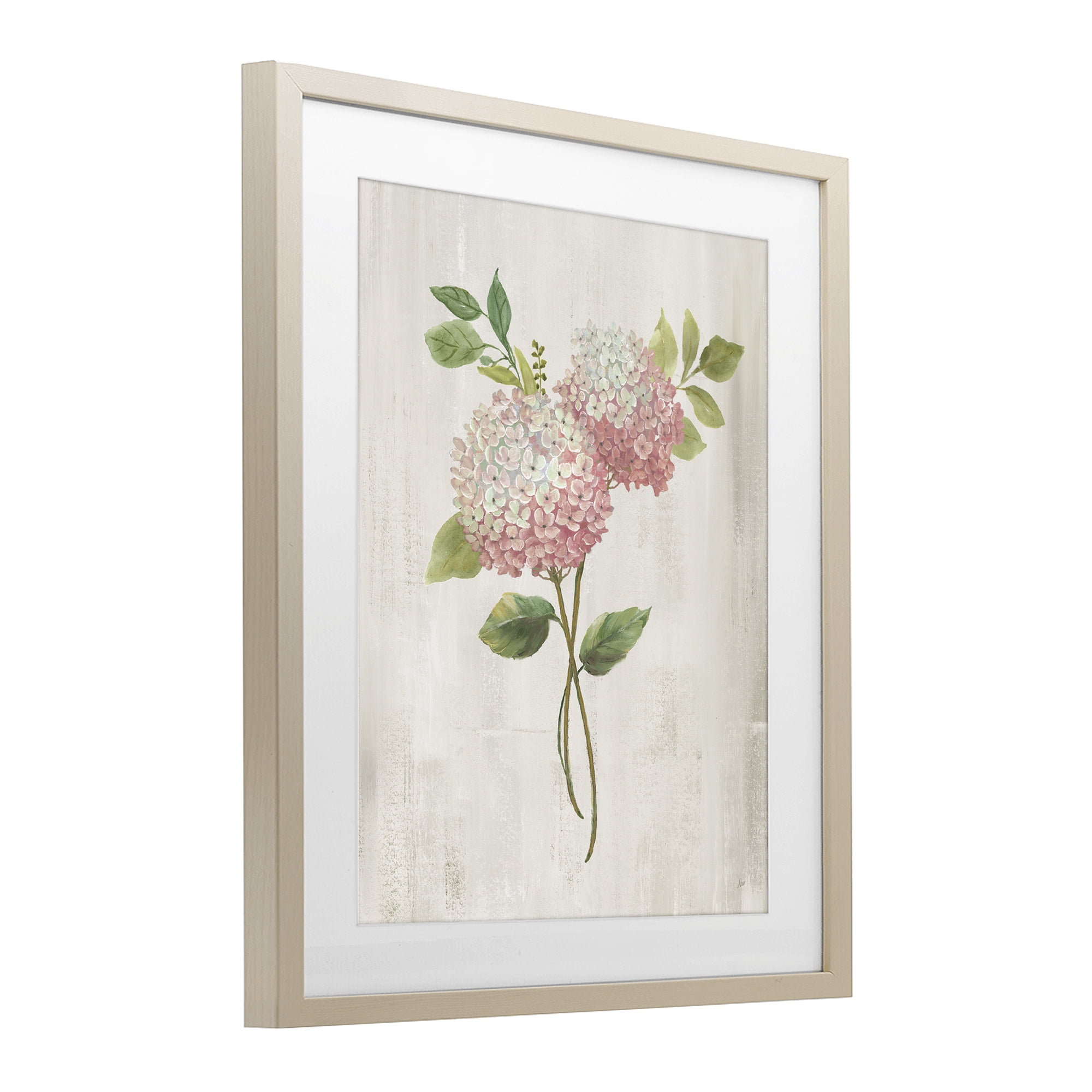 Stupell Industries Pink Hydrangea Paired Stems Birch Framed Print Under Glass, design by Nan
