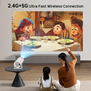 LOOKFUN Mini Projector with Wifi 6 and Bluetooth, 4K 1080P Support Portable Projector 180° Rotatable 130 Screen Movie Projector Auto Keystone Compatible for Laptop, PC, Smartphone (White)