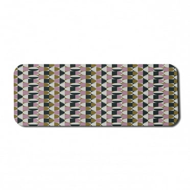 Retro Computer Mouse Pad, Bauhaus Style Abstract Geometric Pattern with Contrast Circles Squares and Rectangles, Rectangle Non-Slip Rubber Mousepad Large, 31" x 12", Multicolor, by Ambesonne