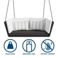 thumbnail image 3 of Novogratz Poolside Gossip Collection, Sally Loveseat Swing, Gray Striped Cushion, Black Wicker, 3 of 10
