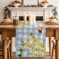 thumbnail image 2 of Table Runner 108 Inches Long for Kitchen Dining, Forsythia Flowers Dresser Scarf Farmhouse, Dining Table Decorations for Wedding/Parties, Spring Yellow Floral Hummingbird Blue Plaid 13 x 108 In, 2 of 8