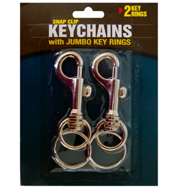 KIRWV KILWFXGH Jumbo Snap Clip Keychain Ring Silver 2pcs Swivel Round