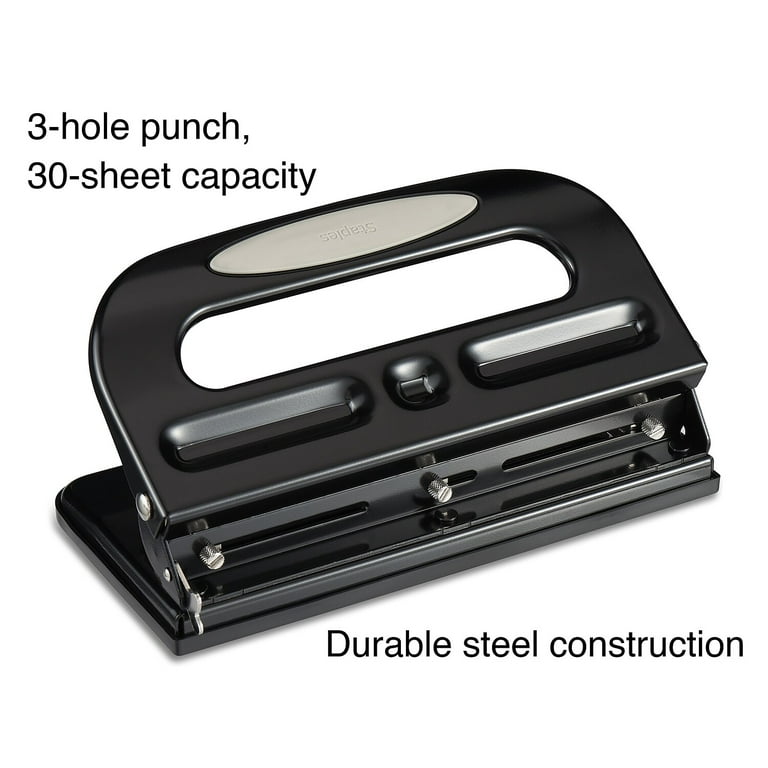 Staples Circle - Hole punch - heavy-duty - 30 sheets - 3 holes - steel - black
