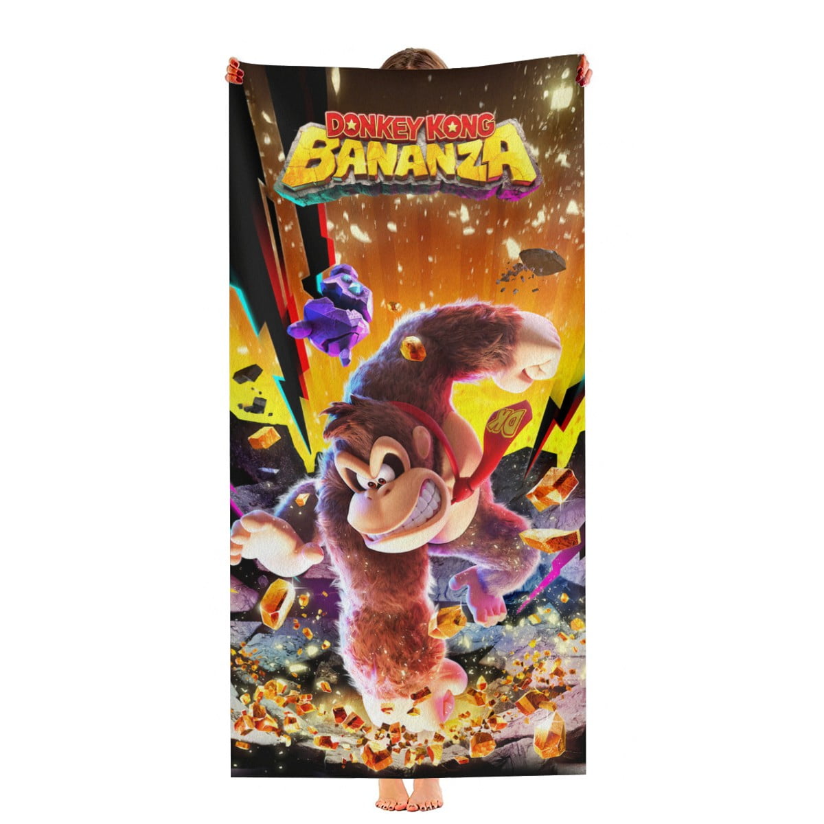 Donkey Kong Bananza Beach Towel 30"x60" Quick Drying Microfiber Gift