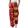 thumbnail image 3 of QATAINLAV Red Pajama Pants Women St. Patrick's Day Baggy Cinch Bottom Sweatpants Casual Drawstring Joggers Pant with Pockets, 3 of 6