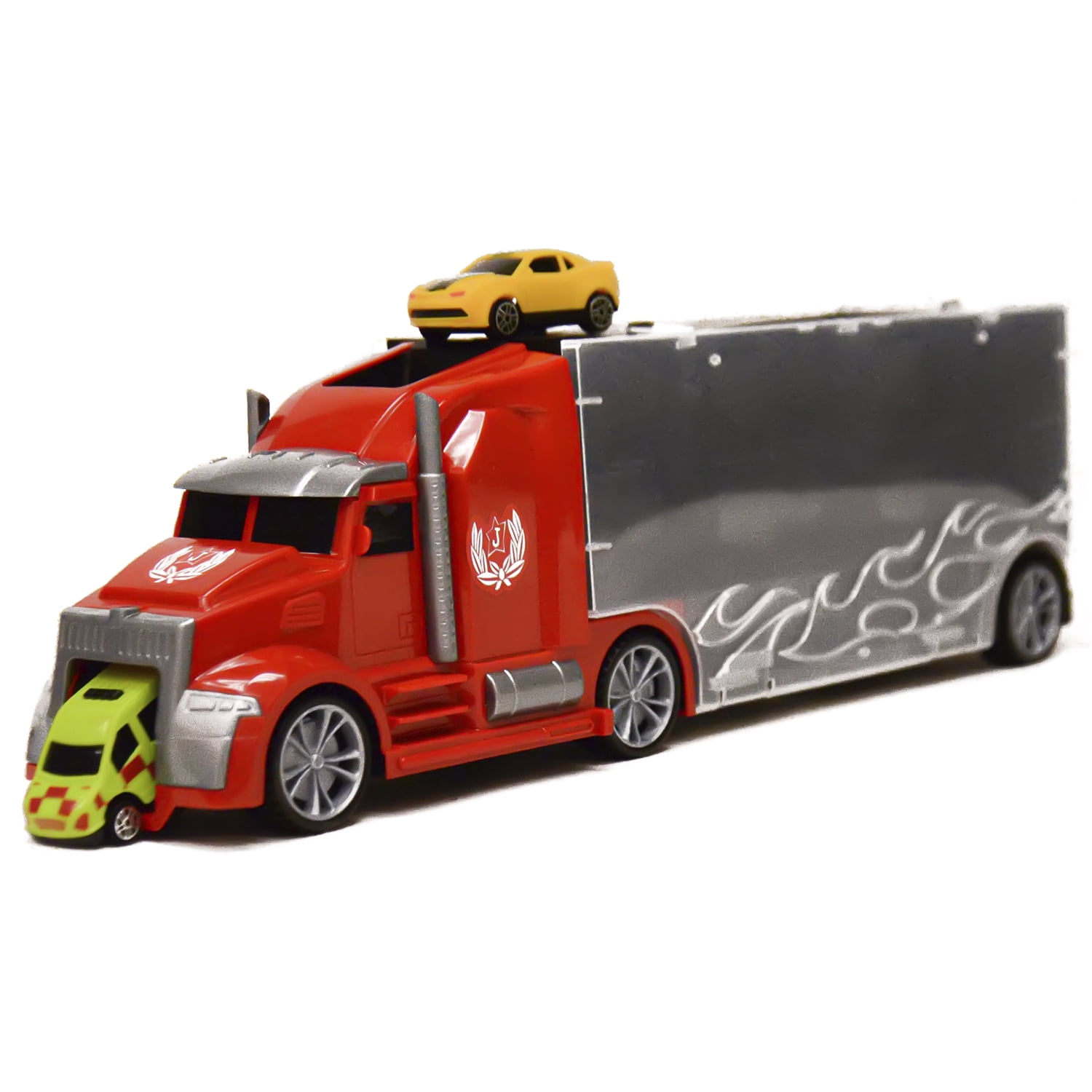 Blue Block Factory 11 in 1 Die Cast Carrier Truck with Mini Cars and Accessories