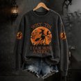 thumbnail image 2 of Oversized Sweatshirt for Women Crew Neck Long Sleeve Vintage Salem Broom Witch Graphic Pullover Loose Fit Casual Fall Halloween Festival Wear Earthy Yellow XL, 2 of 4