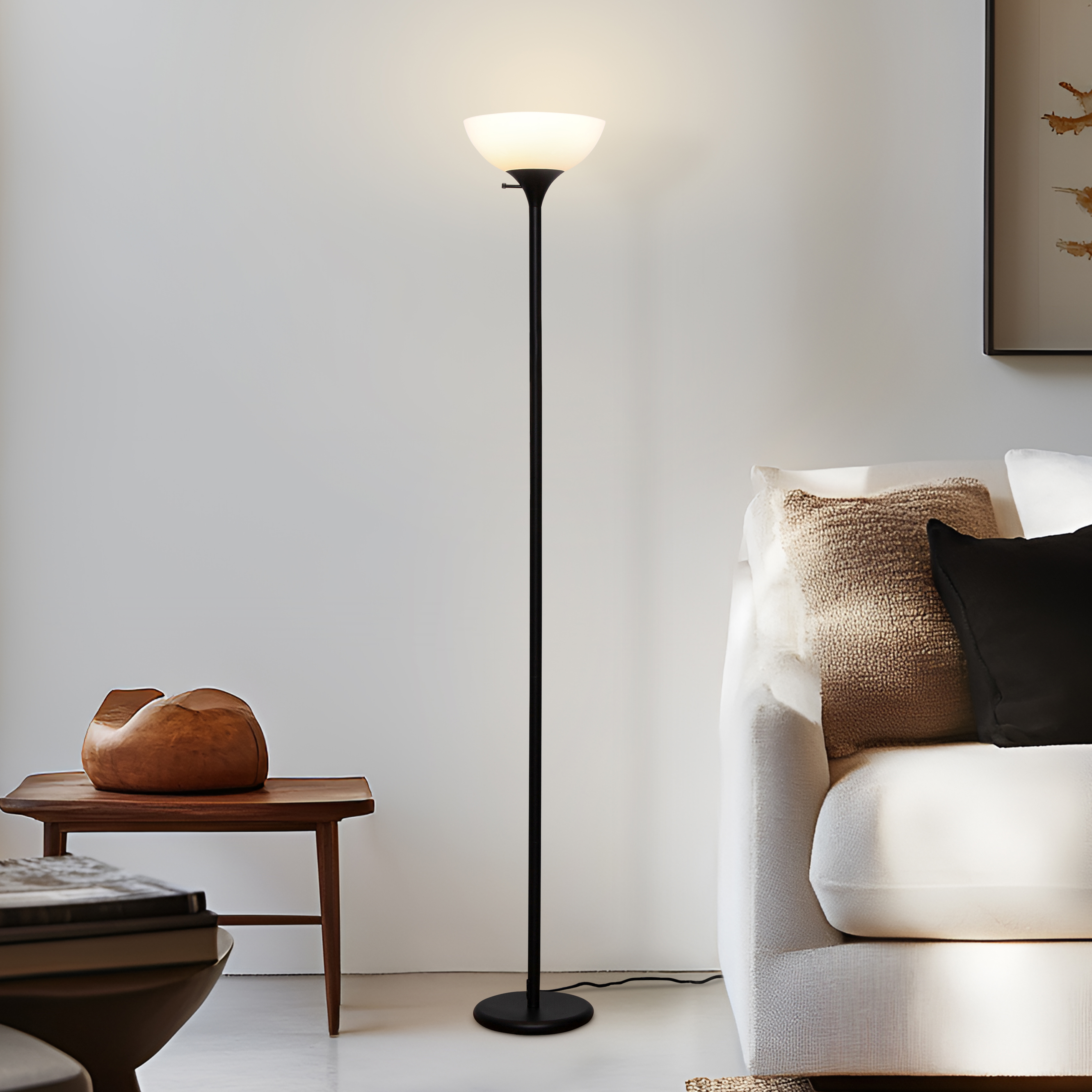 Brightech Sky Dome 72 in. Black Torchiere LED Uplight Floor Lamp