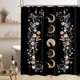 thumbnail image 1 of Cortina de ducha con diseño de fases lunares, juego de baño de 60 x 71 pulgadas, diseño de hadas, brujas, flores silvestres, gatos, hojas florales, botánicas, cielo estrellado, accesorios de baño,, 1 of 4