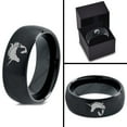 thumbnail image 4 of Tungsten Yin Yang Mythical Unicorns Band Ring 8mm Men Women Comfort Fit Black Dome Brushed Polished, 4 of 4
