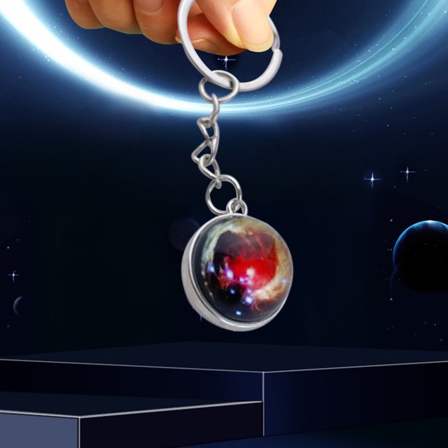 CEHVOM Luminous Cosmic Planets Keychain Solar System Bag Hanging Pendant Star System Double Sided Glass Ball Keychain