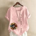 thumbnail image 2 of ZQUUVOU Women's T-Shirts Casual Printed Short Sleeve Button Blouse(Pink,XL), 2 of 4