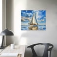 thumbnail image 3 of MLJA Canvas Prints Wall Art - Beautiful Seascape White Sail Boat on The Sea | Modern Wall Decor/Home Decoration Stretched Gallery Canvas Wrap Print &amp; Ready to Hang, 3 of 4