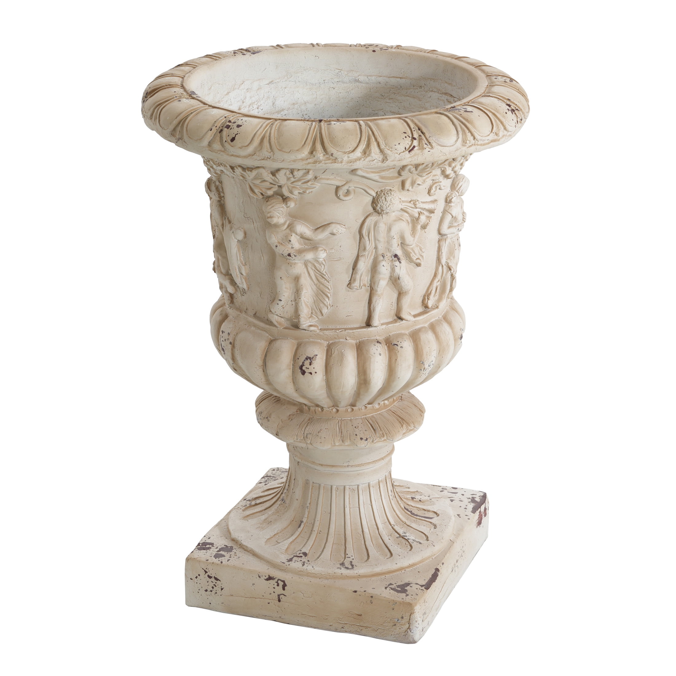 Christopher Knight Home 27" MGO Vintage Garden Urn Planter, Large Outdoor Decorative Pot, Antique White