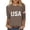 Khaki, variant on USA 250th Anniversary Shirt Women's Stars and Stripes Casual T Shirt Everyday Wear Modern Wardrobe Lightweight Blend Tee Comfort Fit All Day Use Crew Neck Three Quarter Sleeve Black L