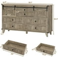 thumbnail image 4 of Farmhouse 6 Drawers Dresser with Sliding Barn Door,55.1'' Long Dresser, 4 Large and 2 Small Drawers, Sliding Barn Door, Solid Wood Legs for Entryway, Bedroom, Living Room,Oak Gray, 4 of 8