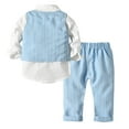 thumbnail image 4 of FYDUU Baby Boy Clothes Suit Toddler Boys Long Sleeve Dress Shirt Tops Striped Prints Vest Coat Pants Child Kids Gentleman Outfits 4-5 Years, 4 of 4