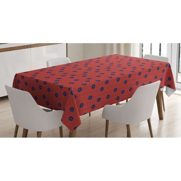 Floral Tablecloth, Vertical Lines with Symmetric Big and Little Petals, Rectangle Satin Table Cover Accent for Dining Room and Kitchen, 60" X 84", Burnt Sienna Marigold, by Ambesonne