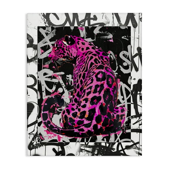 Stupell Industries Urban Graffiti Leopard Abstract Painting Wrapped Canvas Art Print Wall Art, 16 x 20