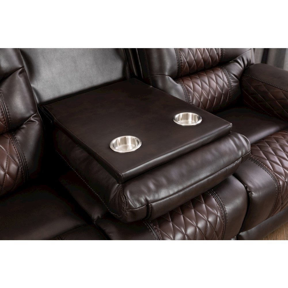 Ilyiano Two Tone Faux Leather Livingroom Reclining Sofa In Brown