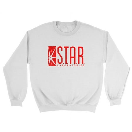 Star Laboratories Super Hero Star Labs Summer Gift Unisex Crewneck Sweatshirt (White, Medium)