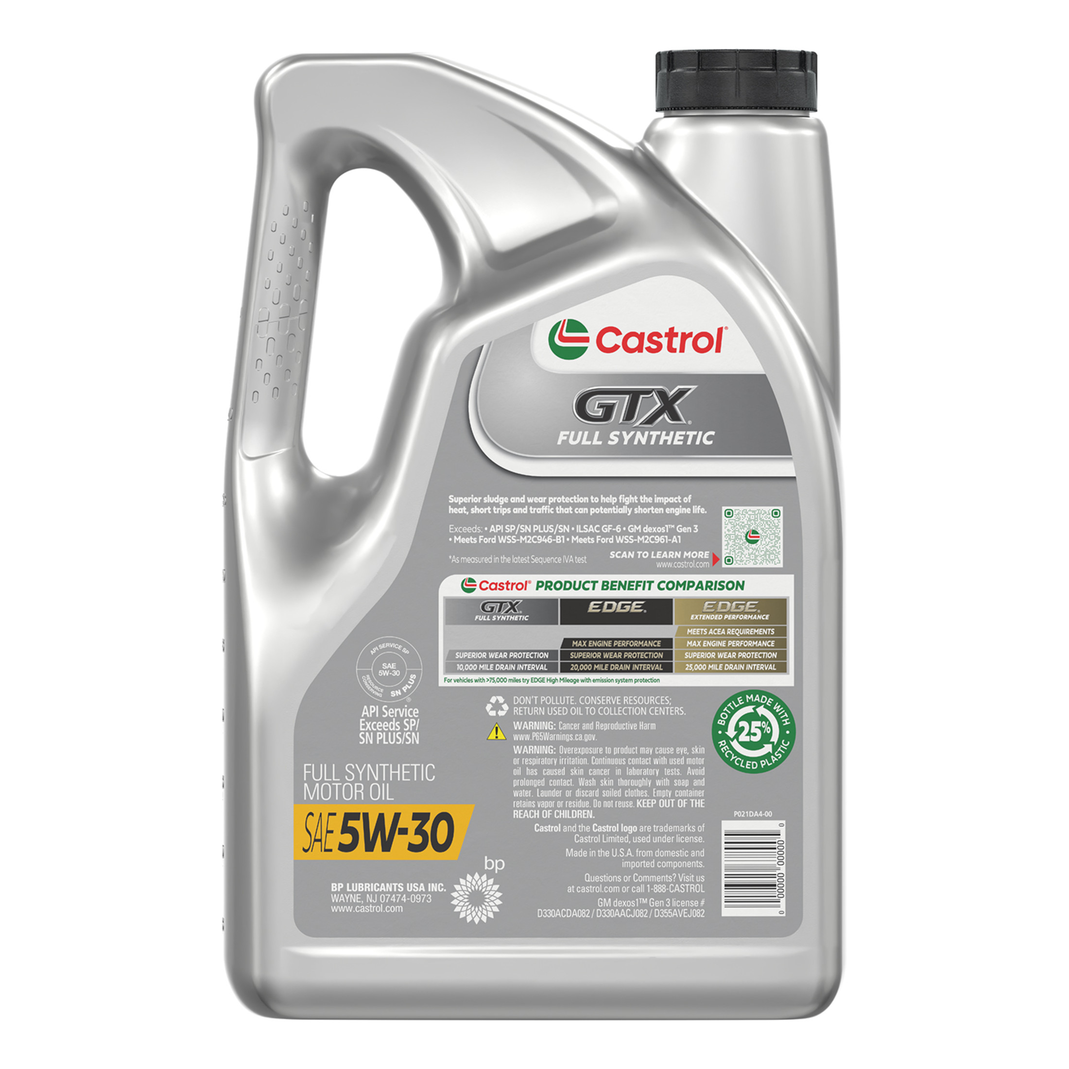 Castrol GTX Full Synthetic 5W-30 Motor Oil, 5 Quarts