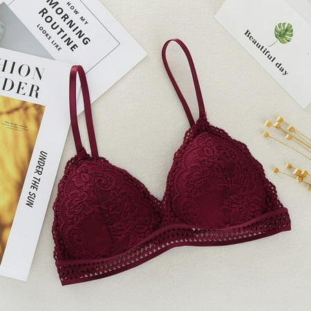 

SweetCandy Women Fashion Lace Embroidery Bra Solid Color Thin Bra Female Underwear