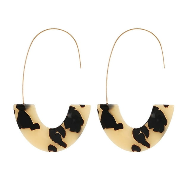 Pendientes Sonducket en forma de U estampado de leopardo colgante universal beige