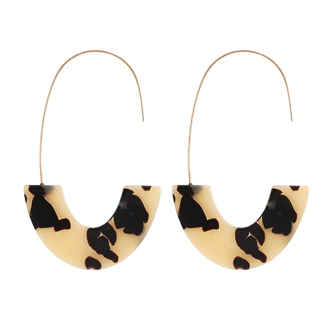 Pendientes Sonducket en forma de U estampado de leopardo colgante universal beige