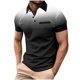 thumbnail image 2 of Blusa y camisa de manga corta con cuello vuelto para hombre, con solapa degradada de lunares y botones, deportiva, de poliéster, 2 of 5