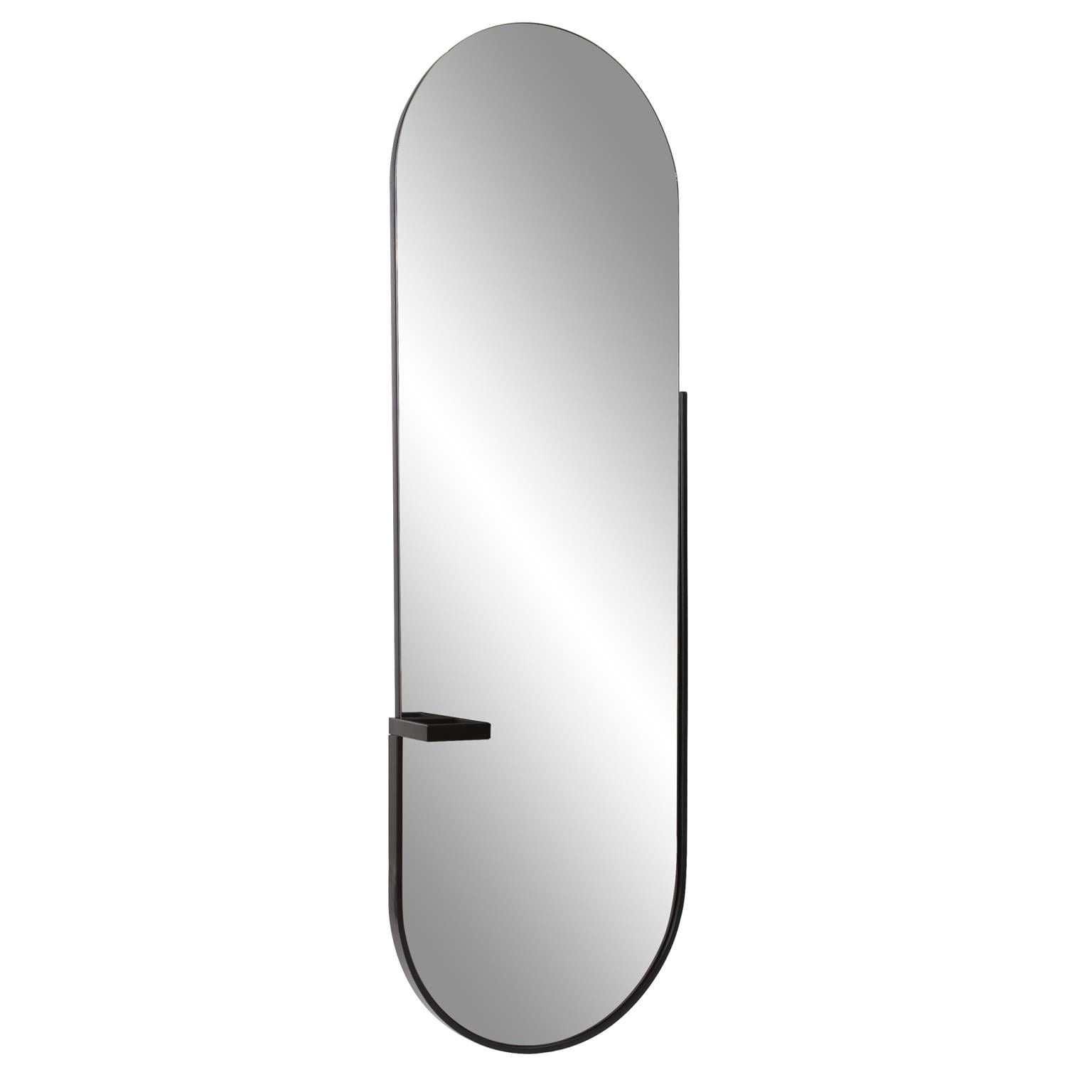 Tyler Dillon Full Length Black Metal Framed Mirror with Tray Holder