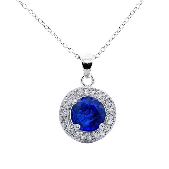 Cate & Chloe Gwendolyn 18k White Gold Plated Necklace with Sapphire Simulated Diamond Crystals for Women