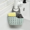thumbnail image 5 of Olibuy Kitchen Sink Caddy Sponge Holder Silicone Plastic Soap Holder Hanging Ajustable Strap Faucet Caddy with Drain Holes for Drying(Green), 5 of 7