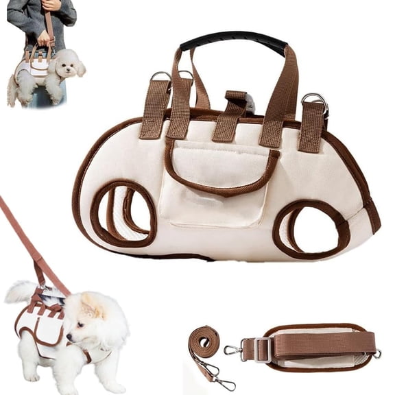 Hands Free Dog Backpack Carrier for Small Dogs, Portable Adjustable Breathable Vest Straps with Small Puppy Treat Bag, for Hiking Travel