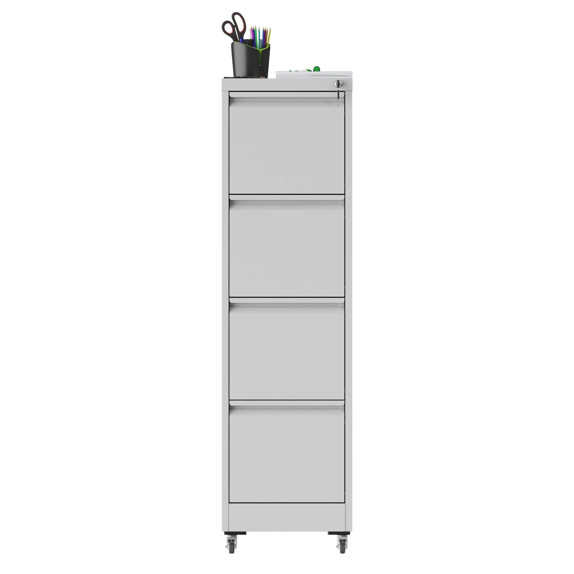 Heavy-Duty 4-Drawer Locking File Cabinet on Wheels