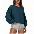 thumbnail image 2 of Timegard Women's Sweatshirts Crewneck Long Sleeve Comfy Pullover Fall Casual Crop Tops with Pockets, 2 of 6