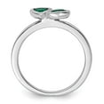 thumbnail image 2 of Auriga Fine Jewelry 925 Sterling Silver Created Emerald Double Heart Ring Size 8 for Women, 2 of 6