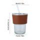 thumbnail image 3 of Vaso de Vidrio con Tapa y Pajilla Reutilizable | Vaso Transparente de 420ml Resistente al Calor | Manga Aislante | Taza Ligera y Portátil para Café, Té, Jugo para Viaje | 11.7x8x8cm | Azul, Rosa, 3 of 6