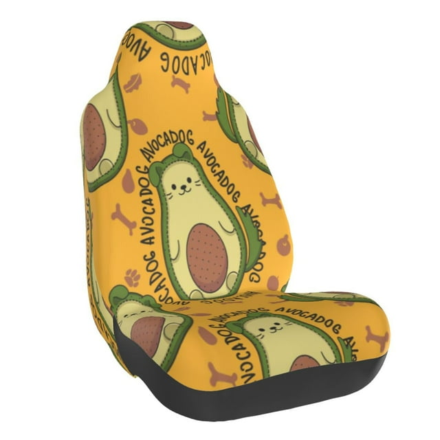 Wukai Avocado Dog Full Set Car Seat Covers with Soft Padding Universal Auto Front Seats Protector and Cushion Mat
