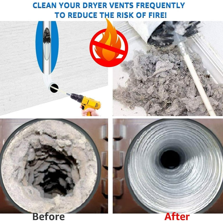 Dryvenck 10FT Dryer Vent Cleaner Kit,Flexible Lint Brush with Drill  Attachment,Dryer Cleaner Brush for Easy Cleaning 