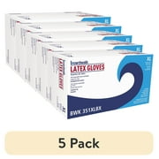 (5 pack) Boardwalk Powder-Free Latex Exam Gloves, X-Large, Natural, 4 4/5 mil, 100/Box -BWK351XLBX