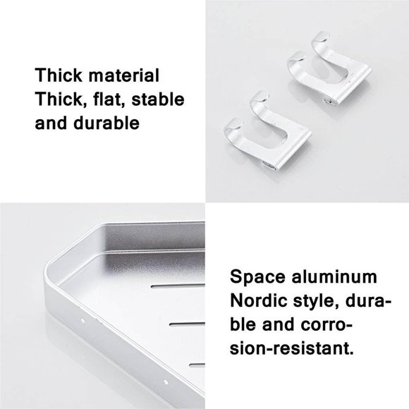 Triangular Commodity Shelf Hollowed Aircraft Aluminum Punch-Free with Hooks Hanging Storage Rack Bracket for Kitchen Bathroom Wall Corner