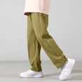 thumbnail image 4 of Kids Lightweight Loose Straight Pants, Boys Drawstring Waist Breathable Casual School Trousers for Outdoor Sports Green 13-14Y, 4 of 8